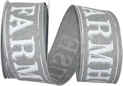 Reliant Ribbon Farmhouse Words Linen Wired Edge Rd Ribbon, 2-1/2 Inch X 10 Yards, Light Grey