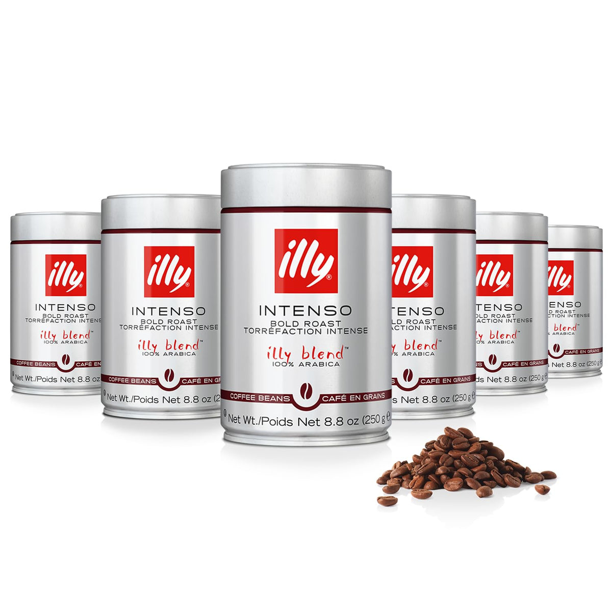illy Intenso Bold Roast / 8.8 Ounce (Pack of 6) / Silver Roasted Coffee Beans