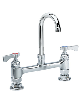 Royal Series 8" Center Raised Deck Mount Faucet by Krowne – 18"L x 12"W x 2"H, Brass, Model 15-825L
