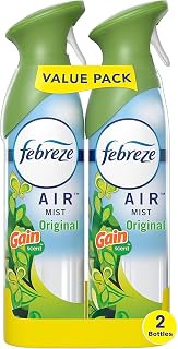 Febreze Air Mist Air Freshener Spray, Odor-Fighting Room Spray, Air Fresheners for Home and Bathroom and Kitchen, Aerosol Can, Gain Original Scent, 8.8oz (Pack of 2)