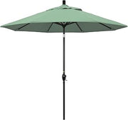 California Umbrella 9' Round Aluminum Market Umbrella, Crank Lift, Push Button Tilt, Black Pole, Pacifica