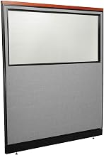 Global Industrial 60-1/4"W x 65-1/2"H Deluxe Office Partition Panel with Partial Window & Raceway, Gray