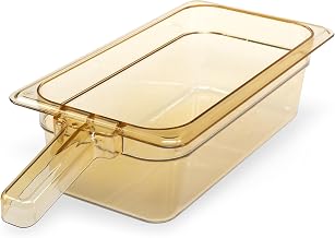 Carlisle FoodService Products 30861H13 StorPlus High Heat Food Pan with 1 Handle, 4" Deep, Third Size, Amber