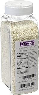 DecoPac White Sprinkles | Extra Large 26oz Pack | Cake Sprinkle Mix, Fancy Sprinkles For Cake Decorating, Handheld Container, Candy Sprinkles, Cake Sprinkles - White