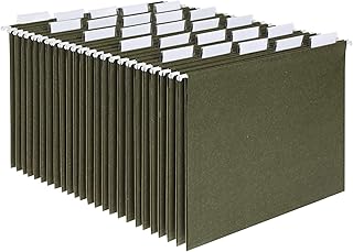 Pendaflex Recycled Hanging File Folders, 25 Pack, Green, Letter Size (8.5" x 11"), 5 Tab Positions, Includes Tabs and Inserts, Eco-Friendly Hanging Files for Office and Document Organization