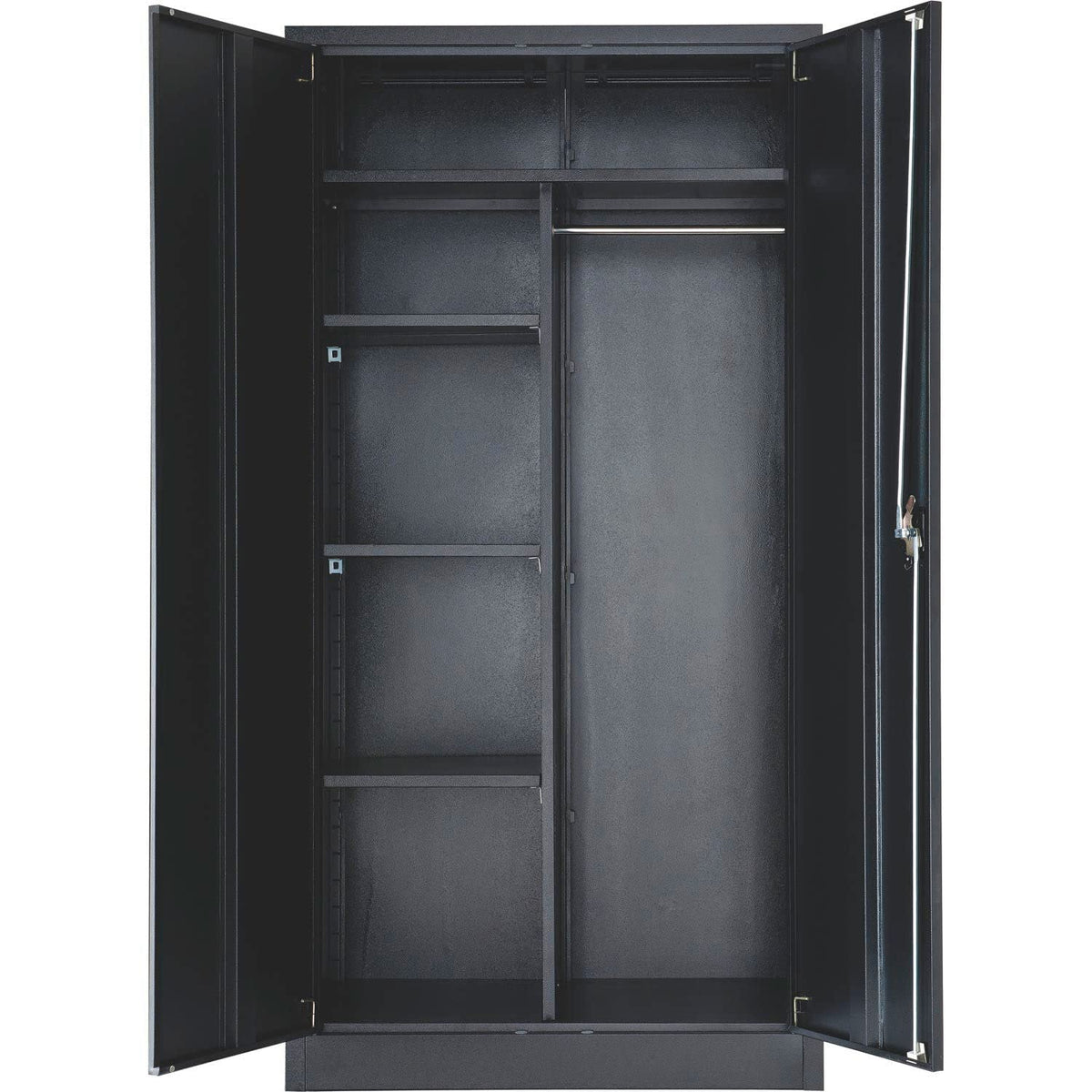 Combination Storage Cabinet with Locking Recessed Handle by Global Industrial – 36" W x 18" D x 72" H, Alloy Steel, Black, Model 269878BK