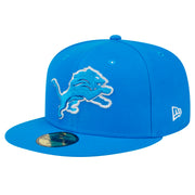 Men's Blue Detroit Lions Main Side Patch 59FIFTY Fitted Hat by New Era – 7 1/2, Polyester, Detroit Lions, Blue, Model Nfl Main Side Patch 59fifty Otc