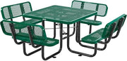 Global Industrial 46" Square Picnic Table with Backrests, Expanded Metal
