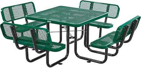 Global Industrial 46" Square Picnic Table with Backrests, Expanded Metal