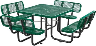 Global Industrial 46" Square Picnic Table with Backrests, Expanded Metal