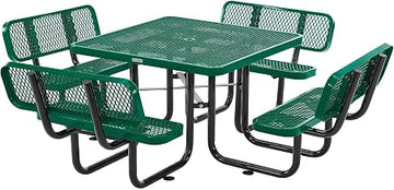 Global Industrial 46" Square Picnic Table with Backrests, Expanded Metal