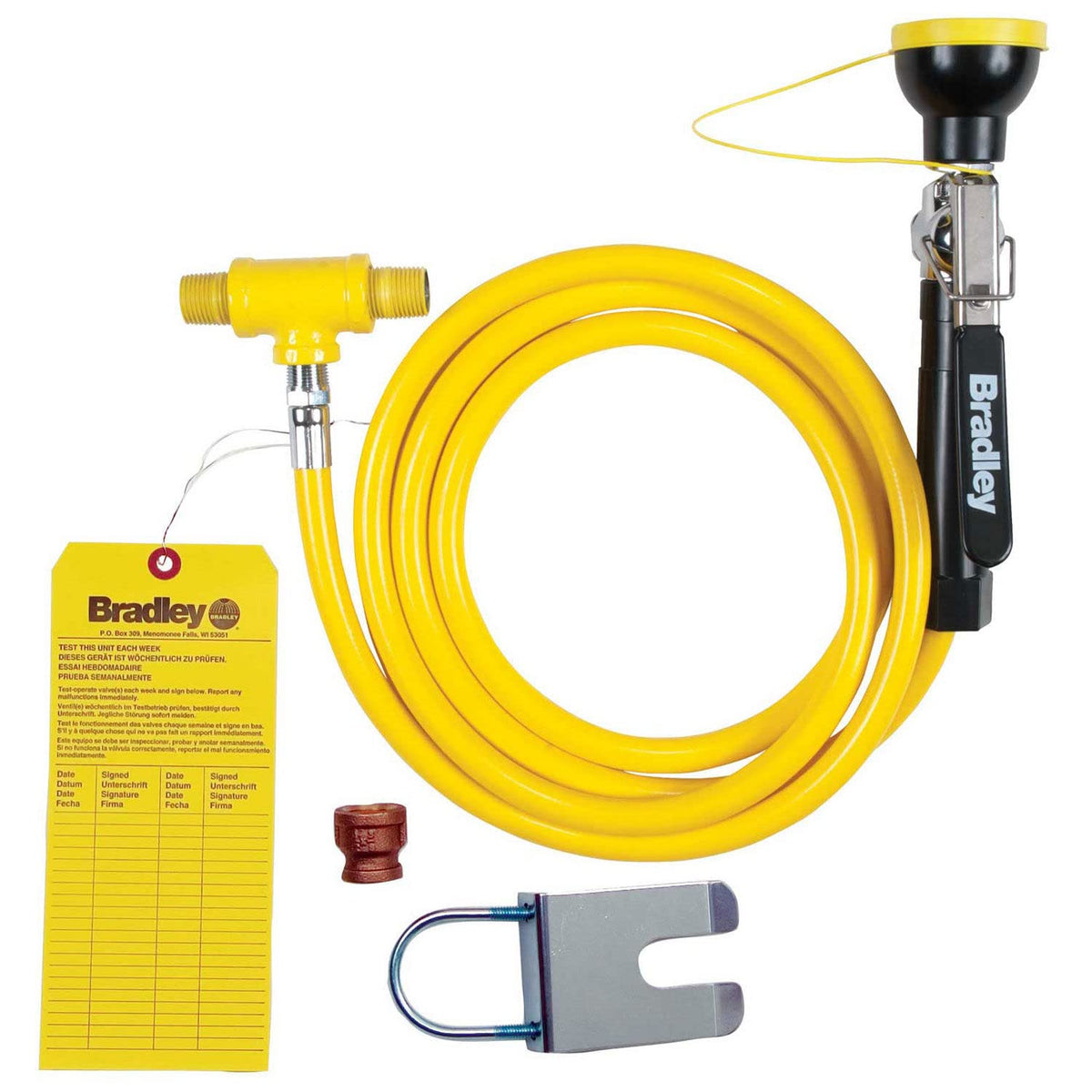 Single Head Drench Hose by Bradley – 3/8 in, Polyvinyl Chloride (PVC), Yellow, Model S19-430EH