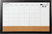 Quartet Combination Magnetic Whiteboard Calendar & Corkboard, 23" x 35" Combo White Board & Cork Board, Ebony Frame (79284)