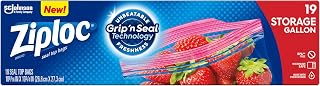 Ziploc Storage Bags with New Grip 'n Seal Technology, For Food, Sandwich, Organization and More, Gallon, 19 Count