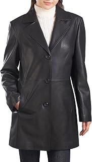 Women Danielle Lambskin Leather Walking Coat (Also available in Plus Size & Petite)