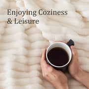 Bedelite Fleece Throw Blanket, Ribbed Texture, Cream Throw 50x60