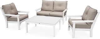 Polywood Vineyard Deep Seating Set, White/Cast Ash