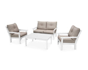 ® Vineyard Deep Seating Set by Polywood – High Density Polyethylene, White / Cast Ash, Pack of 4, Model PWS405-2-WH40428