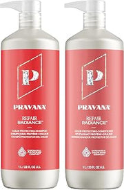 Pravana Repair Radiance Shampoo and Conditioner Set | Restores & Nourishes | For Damaged, Color-Treated Hair | Reduces Breakage & Split Ends | Chromasilk Enhances Shine & Protection | Vegan | 33 Fl Oz
