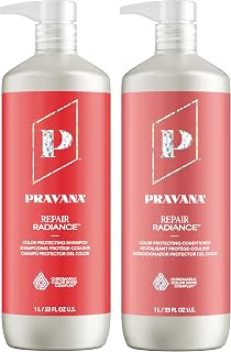 Pravana Repair Radiance Shampoo and Conditioner Set | Restores & Nourishes | For Damaged, Color-Treated Hair | Reduces Breakage & Split Ends | Chromasilk Enhances Shine & Protection | Vegan | 33 Fl Oz