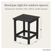 Long Island 18" Side Table by Polywood – 18", High Density Polyethylene, Black, Model ECT18BL