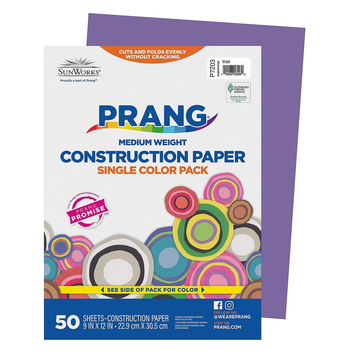 Prang Construction Paper by DIXON TICONDEROGA CO - PACON – 9 x 12 inches, Paper, Violet, Pack of 10, Model PAC7203-10