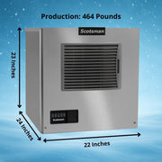 Prodigy Elite Medium Cube 22" Ice Maker - 464 lb/Day by Scotsman – 464 lb / Day - No Storage, 0.0 pounds, Model MC0522MAX-1