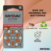 Hearing Aid Battery by Rayovac – 60 Count (Pack of 1), Iron, Brown Tab, Pack of 60, Model 312 / PR41