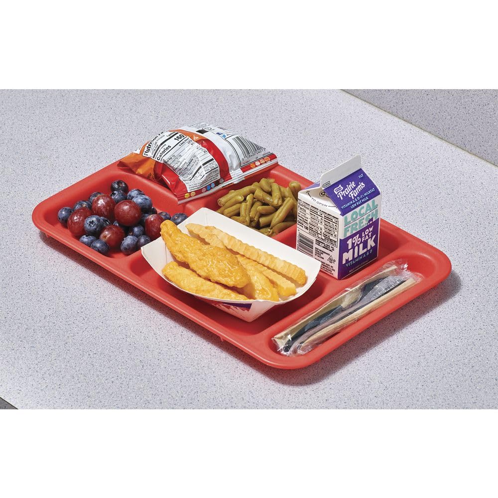 Red Six-Compartment Cafeteria Tray by HUBERT – Red, Model 97007