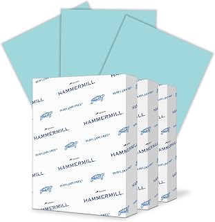 Hammermill Colored Paper, 20 lb Blue Printer Paper, 8.5 x 11-3 Ream (1,500 Sheets) - Made in the USA, Pastel Paper