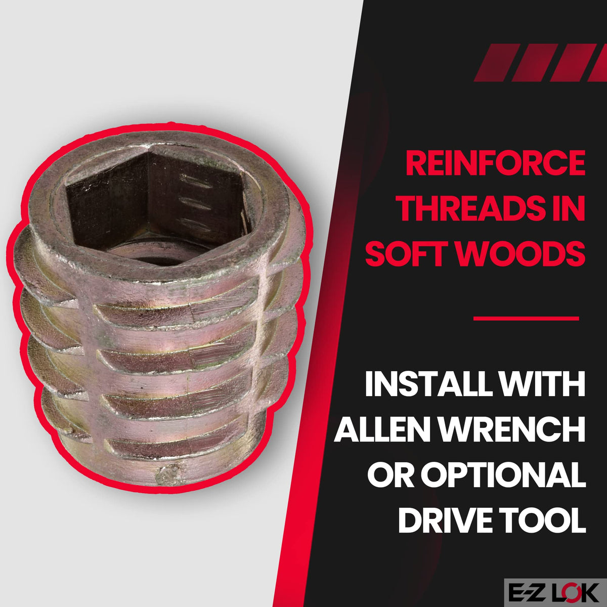 E-Z LOK M8-1.25 Internal Threads, 0.512" Length / Copper / 13mm Length Threaded Inserts