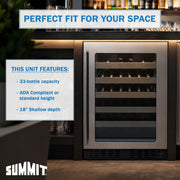 Summit 24” Built-In Wine Cellar by Summit Appliance – 32.0" H x 23.38" W x 17.75" D, 3.25 cubic_feet, Stainless Steel, Model ASDW2412