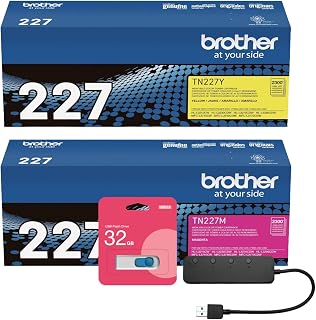 Brother High-Yield Toner Cartridge Bundle with USB Hub and 32GB Flash Drive | High-Yield Toners with Vivid Colors, Seamless Printer Compatibility, Eco-Friendly Toners, and Accessories included