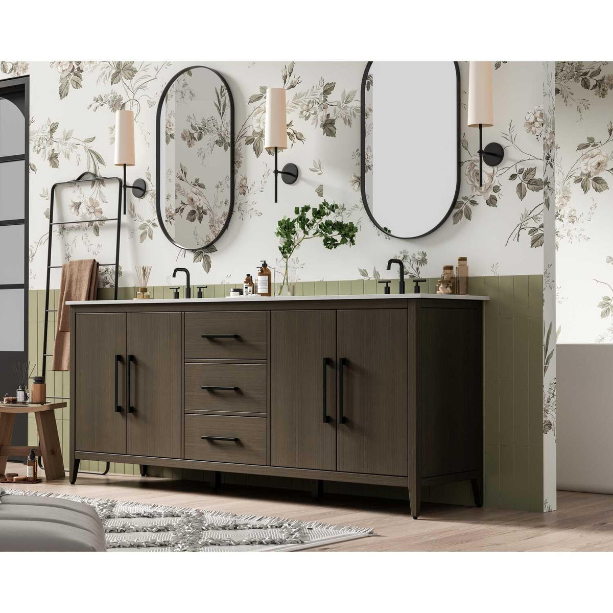 Mocha Brown Millie Bathroom Vanity by by Elegant Lighting – Solid wood and MDF, Mocha Brown, Model 5608093