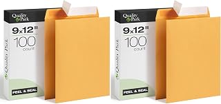 Quality Park 9" x 12" Self-Seal Catalog Envelopes, for Mailing, Organizing and Storage, Brown Kraft, Heavy 28-lb Paper, 100 Per Box (QUA44562) (Pack of 2)