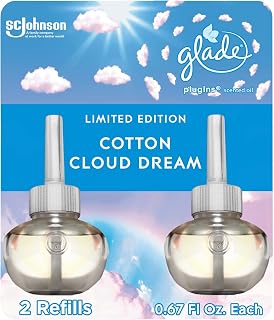 Glade PlugIns Refills Air Freshener, Scented and Essential Oils for Home and Bathroom, Cotton Cloud Dream, 1.34 Oz, 2 Count