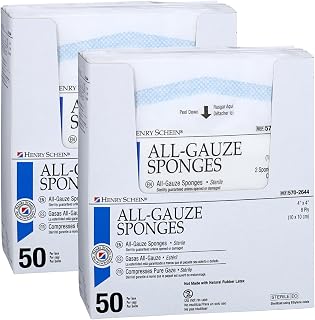 Henry Schein Premium All-Gauze Sponges, 4" x 4", 8-Ply, Sterile, 100 Ct