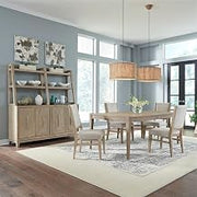 Liberty Furniture Brentwood 5 Piece Rectangular Table Dining Room Set Contemporary 4 Upholstered Chairs, 18" Table Leaf - Sandstone Oak Wood