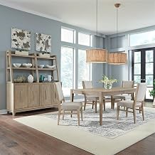 Liberty Furniture Brentwood 5 Piece Rectangular Table Dining Room Set Contemporary 4 Upholstered Chairs, 18" Table Leaf - Sandstone Oak Wood