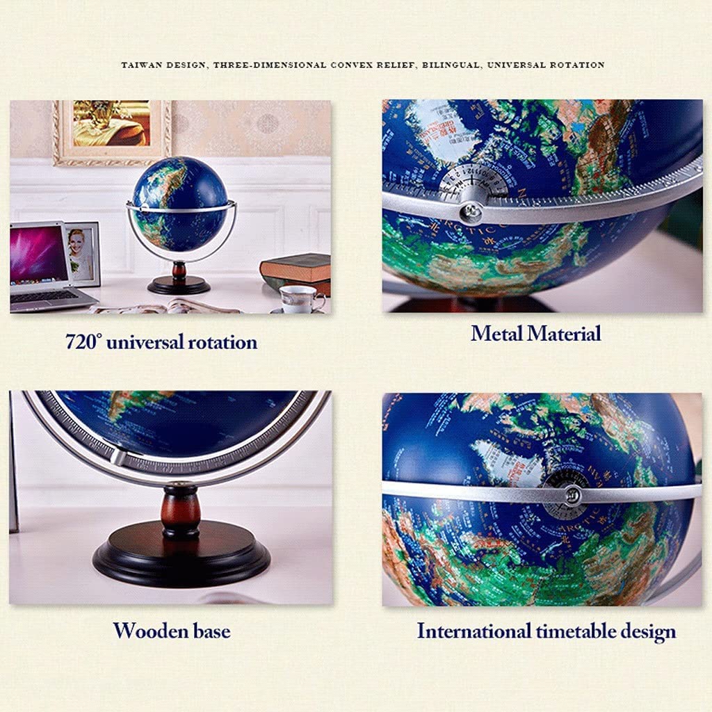 11. 8 Inch with Stand 3D Embossed 720° Rotating Globe Educational...(World Globe) by xdgFHsy – One Size, Resin, World Globe, Model xdgFHsy