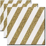 Creative Converting Luncheon Napkins, 6.5" x 6.5", Black and Gold (Pack of 3)