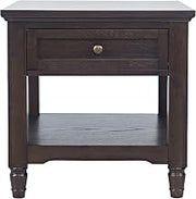 Brentwood Modern Transitional 24" Square End Table with Drawer and Storage Shelf,Dark Brown