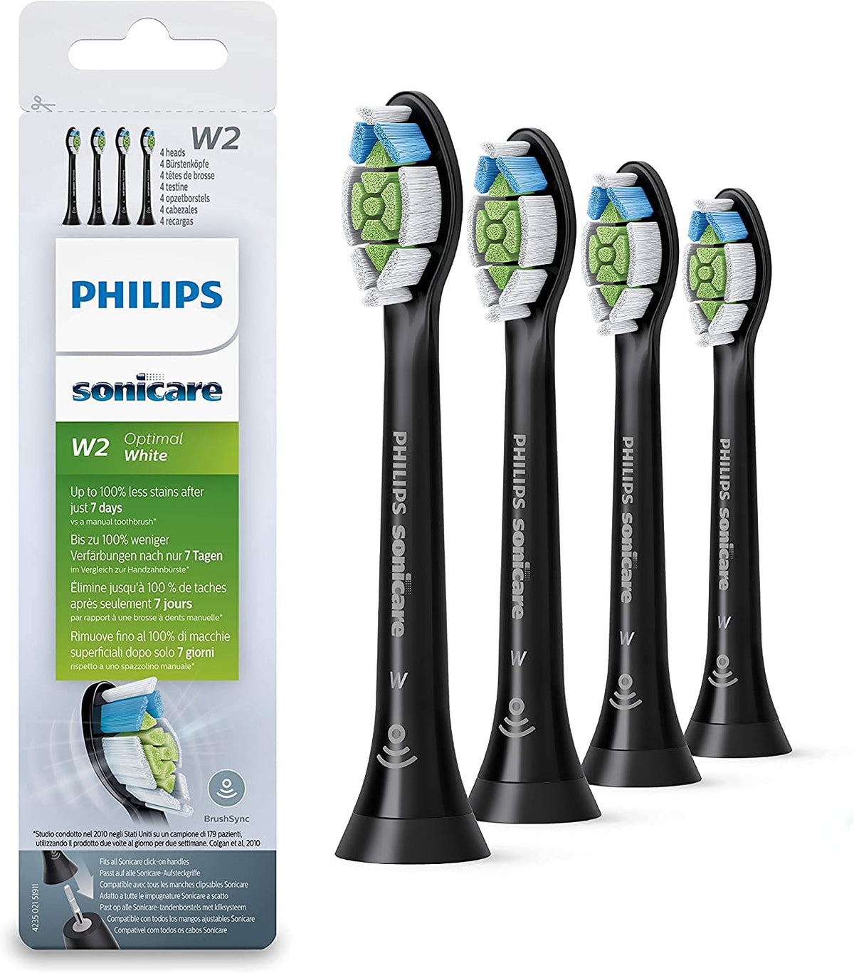 PHILIPS Black / 4 Count (Pack of 1) / 1 Toothbrush Replacement Heads