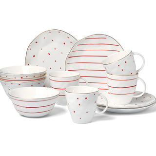 Garnet Bay 12-Piece Dessert Set by Lenox – 12 Count, Porcelain, Red, Pack of 12, Model 896839
