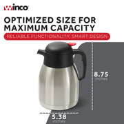 Winco 50.7 Ounces / Stainless Steel, Black / Modern Carafes