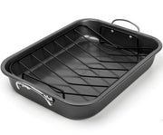 Michelangelo Roasting Pan with Rack, Carbon Steel, Gray
