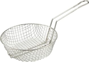 Winco 12" Nickel-plated steel Culinary Basket | Coarse mesh design, Restaurant service, Great for Entrees, Salads, Desserts and Appetizers