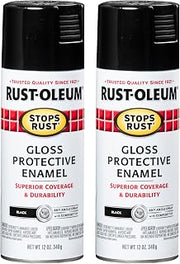 Rust-Oleum Stops Rust Spray Paint, Gloss Black | Rust Resistant, Indoor and Outdoor Durability, Beautiful Finish on Metal, Wood and More, Sprays from Any Angle, 2 Pack