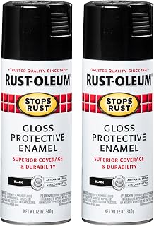 Rust-Oleum Stops Rust Spray Paint, Gloss Black | Rust Resistant, Indoor and Outdoor Durability, Beautiful Finish on Metal, Wood and More, Sprays from Any Angle, 2 Pack
