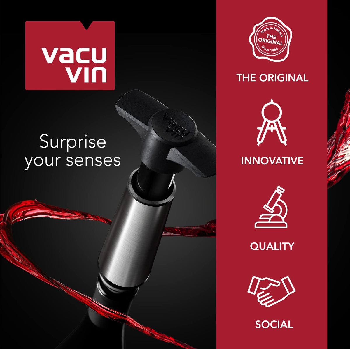 Wine Stopper - Gray by Vacu Vin – Rubber, Gray, Pack of 10, Model VACUVIN0881050